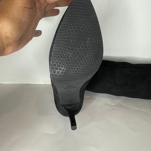 Stuart Weitzman Black Suede Over The Knee Kitten Heel Boots - Picture 5 of 12